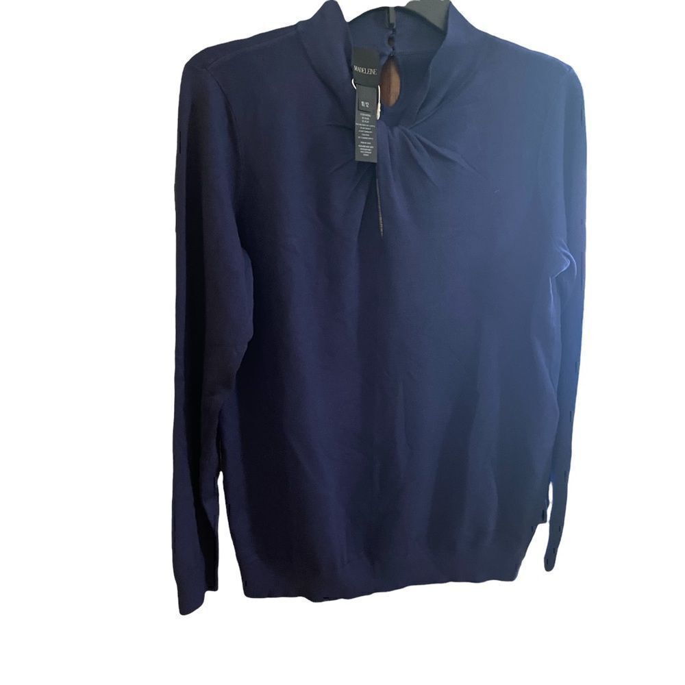 Madeline Navy Blue Long Sleeve Top Size 10 12 NWT